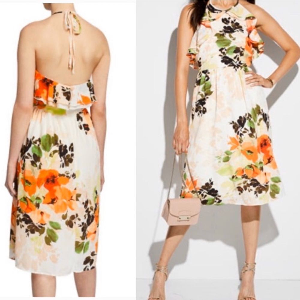 NWT! Nicole Miller floral open back midi dress 8